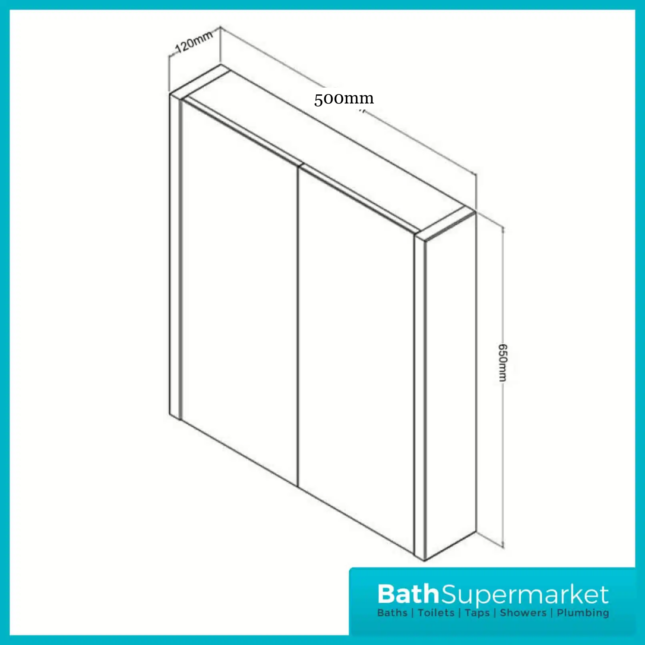 Purity Silver Oak Double Door Bathroom Mirror Cabinet 500mm 600mm 800mm Width Sizes - Image 6