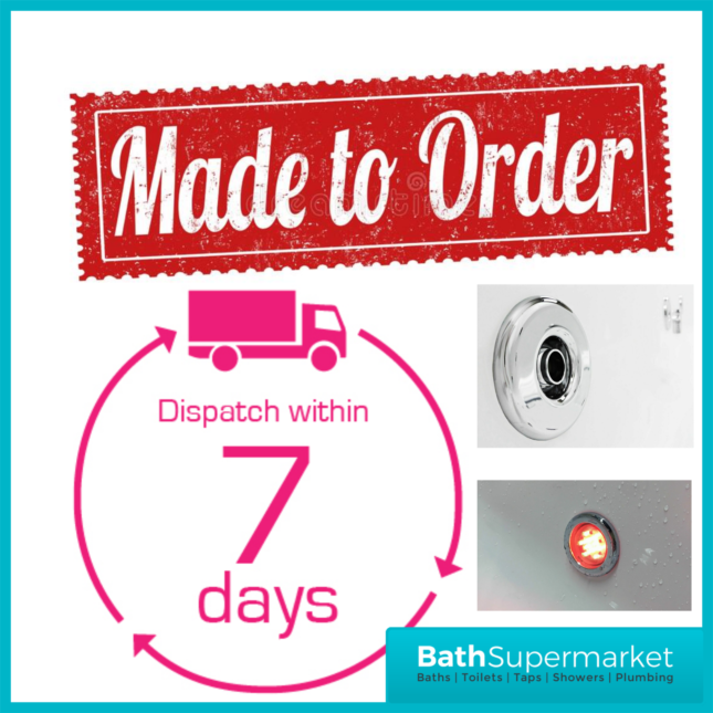 Koller Round D Shape Double Ended Back To Wall Whirlpool Jet Spa Bath 1700mm x 700mm & Light Option