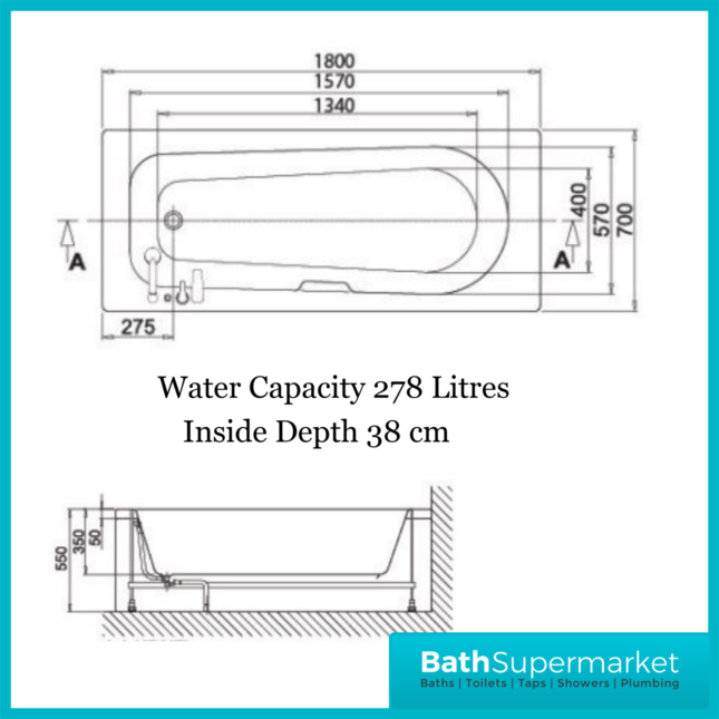 Koller Sydney Round Single Ended Whirlpool Jet Spa Bath 1800mm x 700mm & Light Option - Image 11