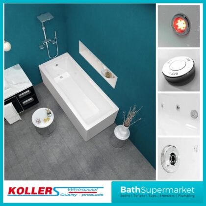 Koller Granada Square Single Ended Whirlpool Bath 1700mm x 750mm