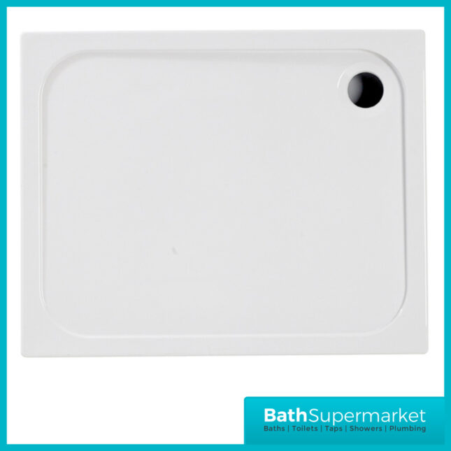 AquaVolere White 45mm Deluxe Rectangular Shower Tray & Waste 1100mm x Various Widths