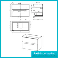 AquaVolere Diverge Matt Black & Glass Wall Hung 2 Drawer Basin Unit & Co-ordinating Basin - 805mm