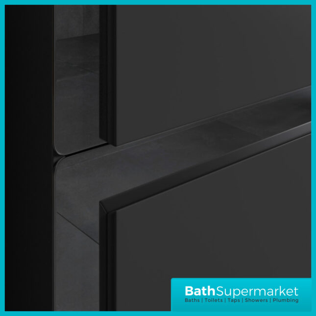 AquaVolere Diverge Matt Black & Glass Wall Hung 2 Drawer Basin Unit & Co-ordinating Basin – 605mm
