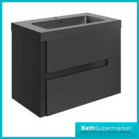 AquaVolere Diverge Matt Black & Glass Wall Hung 2 Drawer Basin Unit & Co-ordinating Basin - 805mm