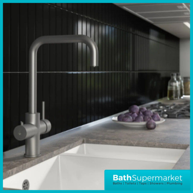 Ellsi Gun Metal Designer 3-in-1 Instant Hot Water Kitchen Mixer Tap System Kit - Image 3