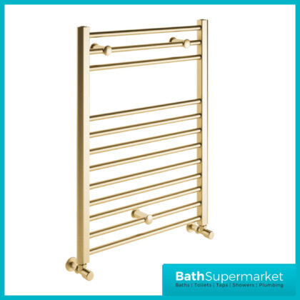 Brushed Brass Straight Ladder Radiator 500mm x 800mm