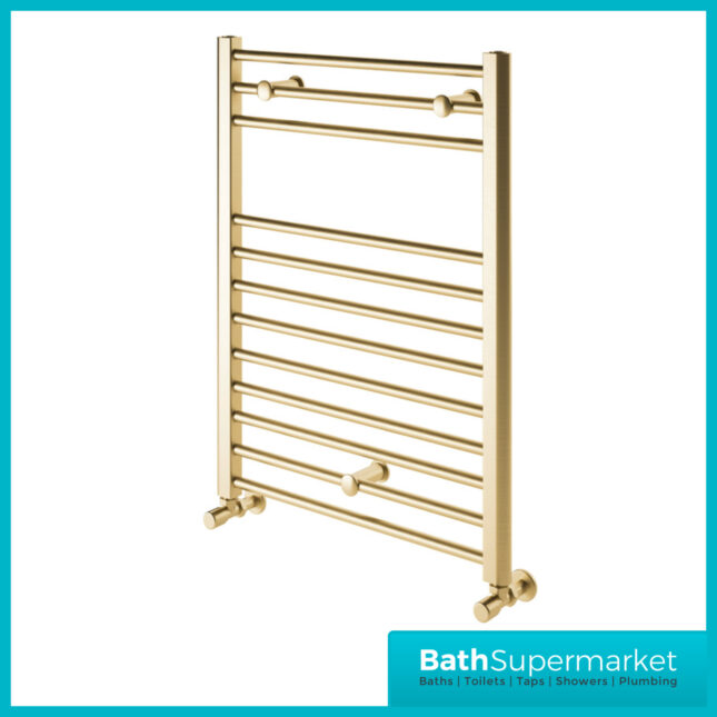 Brushed Brass Straight Ladder Radiator 500mm x 800mm