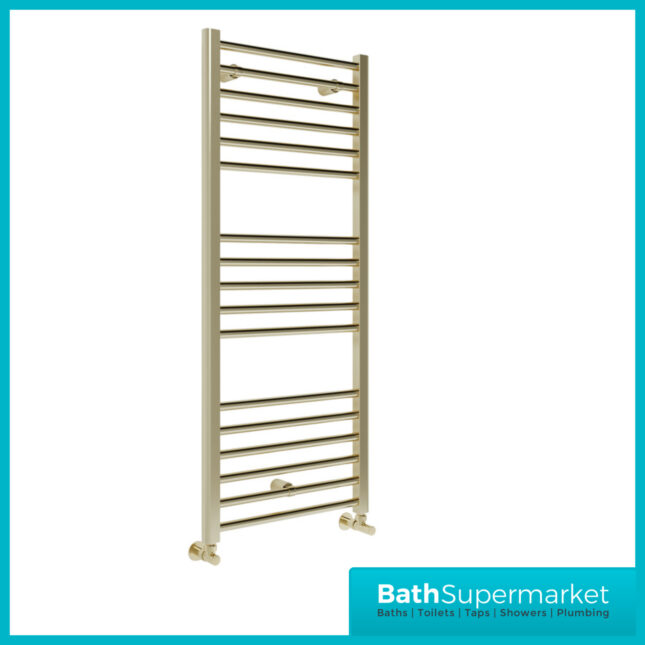 Brushed Brass Straight Ladder Towel Radiator 500mm x 1200mm