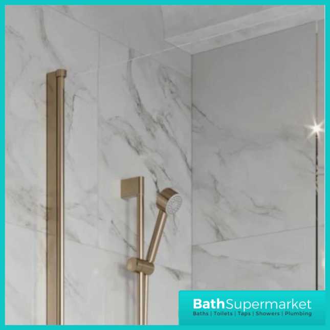 Brushed Brass Single Bath Screen 8mm Toughened Glass 1500 x 800mm
