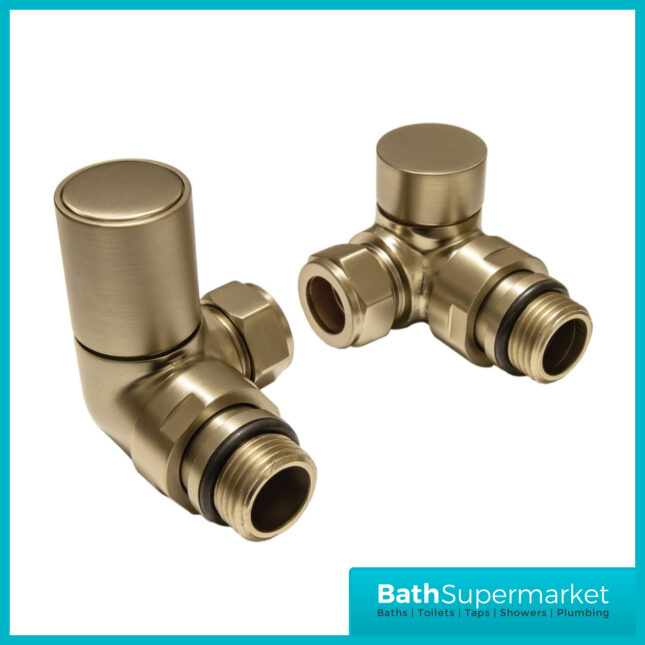 Brushed Brass Manual Corner Radiator Valves