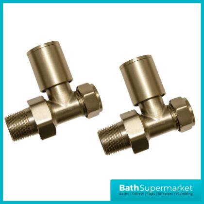 Modern Brushed Brass Manual Straight Radiator Valves Pair