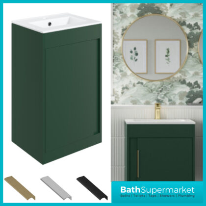 AquaVolere Elements Matt Conifer Green Floor Standing Basin Cabinet Unit - 510mm