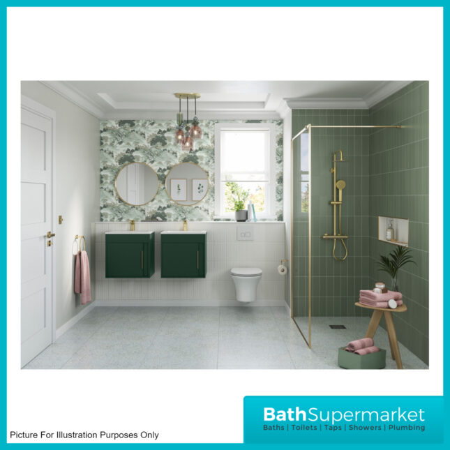 AquaVolere Aspect Matt Conifer Green Floor Standing Basin Cabinet Unit 510mm - 3 Handle Choice