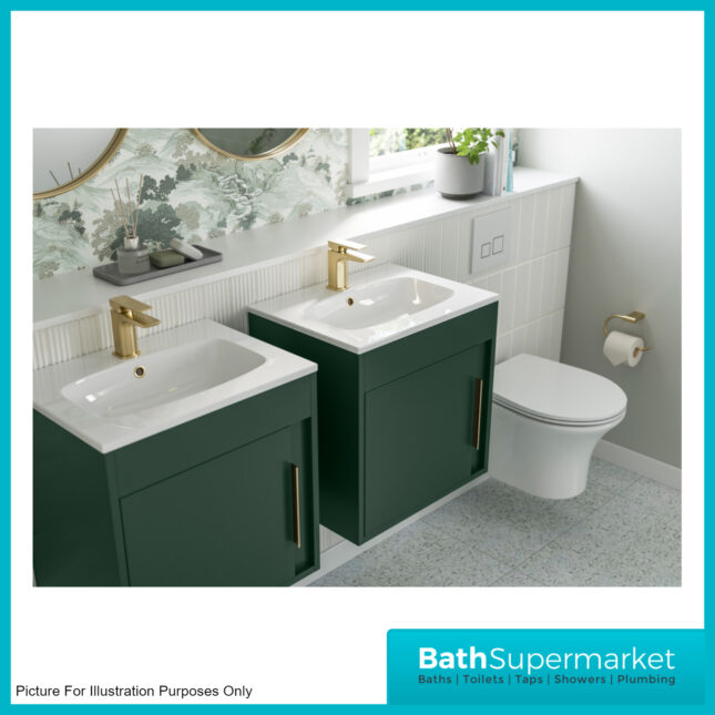 AquaVolere Aspect Matt Conifer Green Floor Standing Basin Cabinet Unit 510mm - 3 Handle Choice