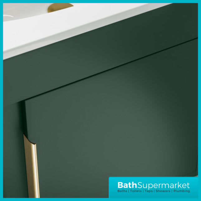 AquaVolere Aspect Matt Conifer Green Floor Standing Basin Cabinet Unit 510mm - 3 Handle Choice