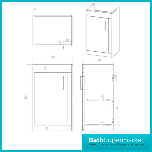 AquaVolere Aspect Matt Antique Rose Floor Standing Basin Unit 510mm – 3 Handle Choice