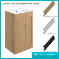 AquaVolere Aspect Seville Oak Floor Standing Basin Unit 510mm – 3 Handle Choice - Image 7