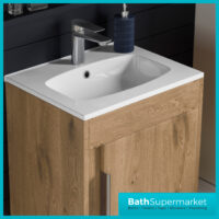 AquaVolere Aspect Seville Oak Floor Standing Basin Unit 510mm – 3 Handle Choice - Image 9