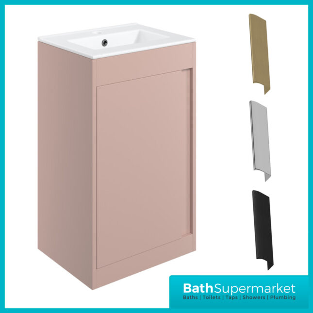 AquaVolere Aspect Matt Antique Rose Floor Standing Basin Unit 510mm – 3 Handle Choice