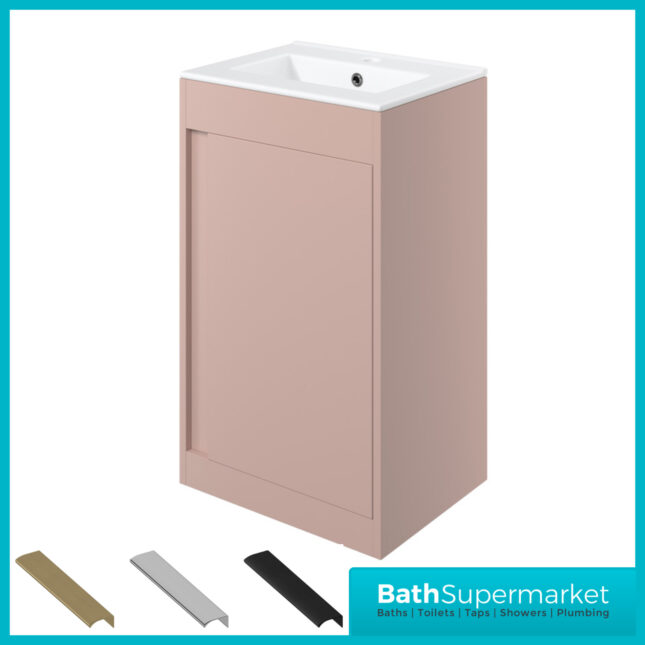 AquaVolere Aspect Matt Antique Rose Floor Standing Basin Unit 510mm – 3 Handle Choice