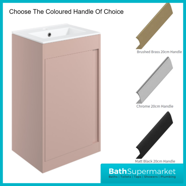 AquaVolere Aspect Matt Antique Rose Floor Standing Basin Unit 510mm – 3 Handle Choice - Image 3
