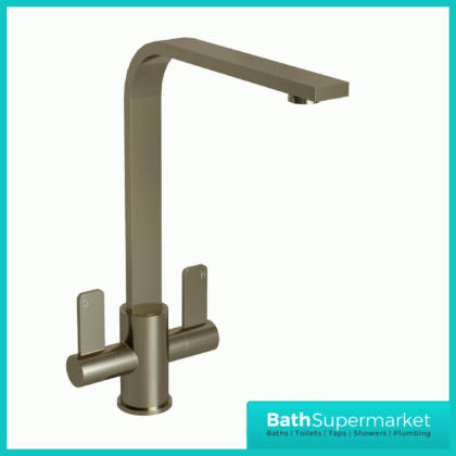 Ellsi Eben Brushed Steel Twin Lever Kitchen Tap