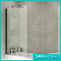 Matt Black 6mm Glass Pivot Bath Screen Square Edge Clear Glass