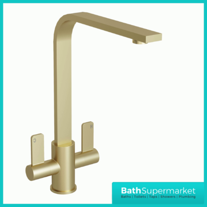 Ellsi Eben Modern Matt Black Twin Lever Mixer Kitchen Tap