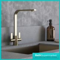 Ellsi Eben Modern Brushed Steel Twin Lever Mixer Kitchen Tap - Image 4