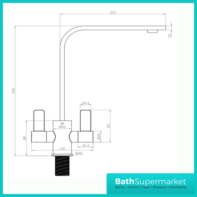 Ellsi Eben Modern Matt Black Twin Lever Mixer Kitchen Tap