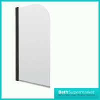 Curved Single Screen Matt Black Profile 1400mm x 800mm Bath Screen Pivot 6mm - Image 3