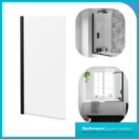Matt Black 6mm Glass Pivot Bath Screen Square Edge Clear Glass