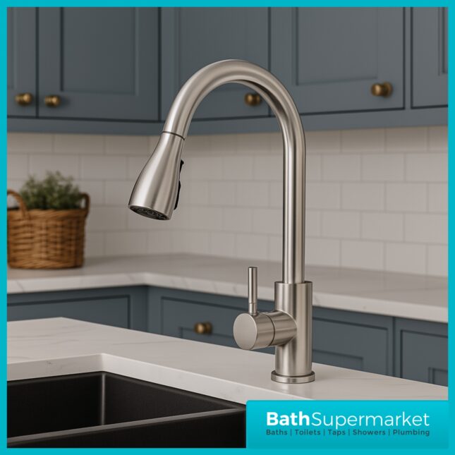 Ellsi Luxr Chrome Swivel Spout Kitchen Sink Mixer Tap With Pull Out Spray