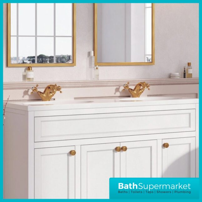 Russeldene & Marie Traditional Brushed Brass Basin Mono Basin Mixer Tap & Push Waste
