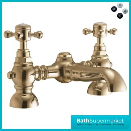 Russeldene & Marie Traditional Brushed Brass Cross Head Deck Mounted Bath Filler Tap