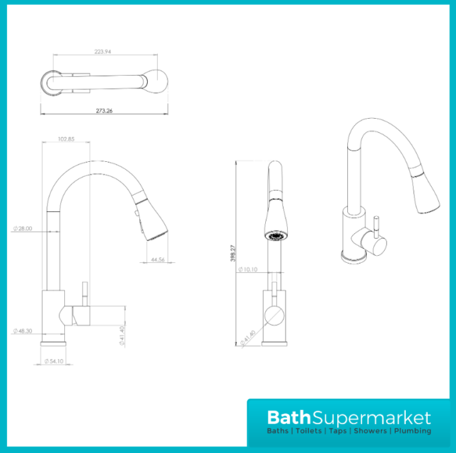 Ellsi Luxr Brushed Brass Swivel Spout Kitchen Sink Mixer Tap With Pull Out Spray