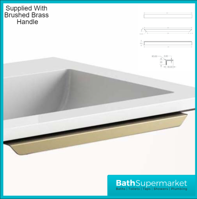 Caprio Blue Wall Hung Basin Cabinet Vanity Unit & Choice Of Brushed Brass Frame Shelf 800mm