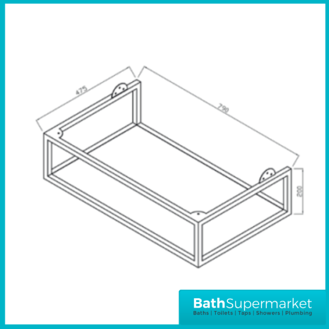 Caprio Blue Wall Hung Basin Cabinet Vanity Unit & Choice Of Brushed Brass Frame Shelf 800mm