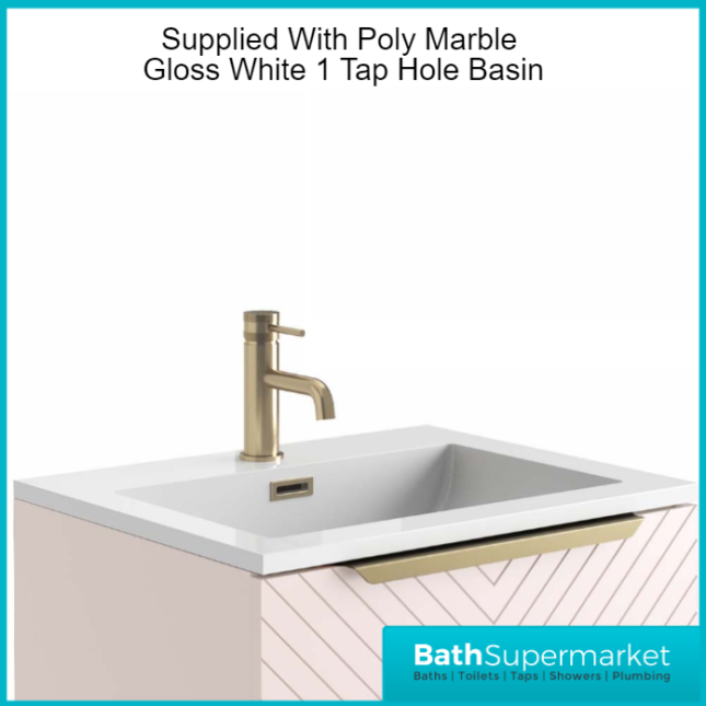 Caprio Pink Wall Hung Basin Cabinet Vanity Unit & Choice Of Brushed Brass Frame Shelf 800mm - Image 12