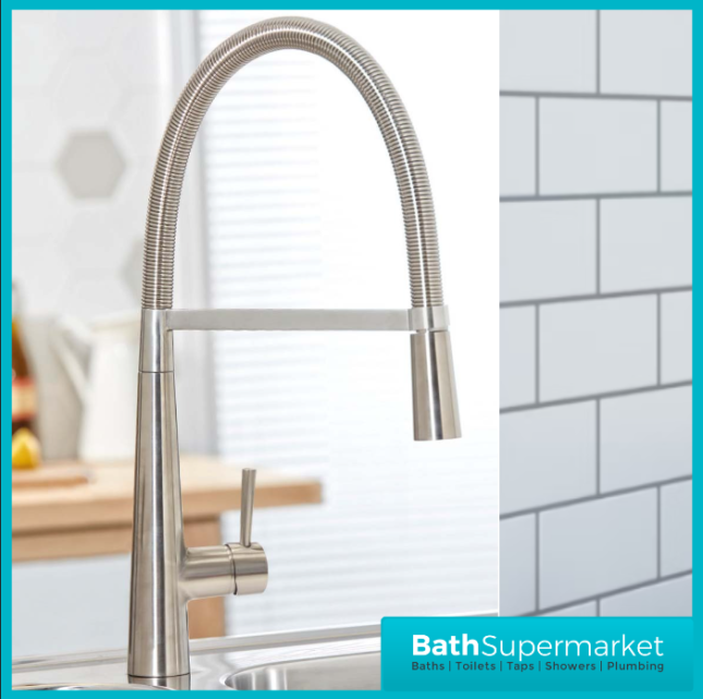 Exodus Brushed Nickel Swivel Spout Pull Down Mono Kitchen Sink Mixer Tap - Image 2