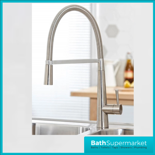 Exodus Brushed Nickel Swivel Spout Pull Down Mono Kitchen Sink Mixer Tap - Image 4