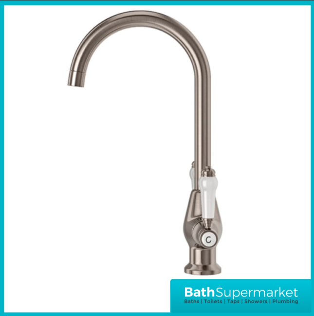 Excellence Brushed Nickel Swan Neck Swivel Spout Mixer Kitchen Tap - Image 6