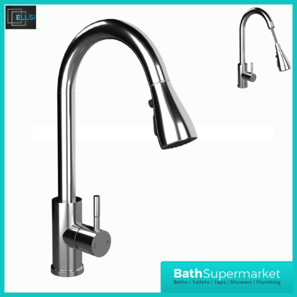 Ellsi Luxr Chrome Swivel Spout Kitchen Sink Mixer Tap With Pull Out Spray