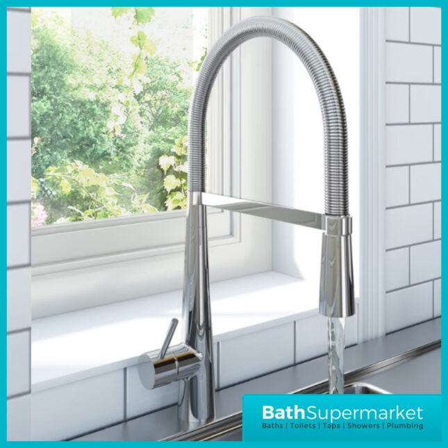 Exodus Chrome Swivel Spout Pull Down Mono Kitchen Sink Mixer Tap - Image 7