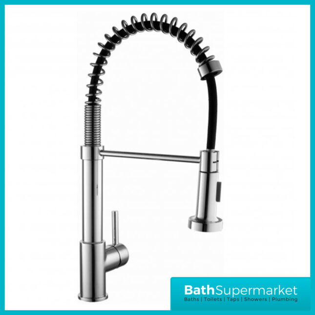 Polished Chrome Pull Out Spray Kitchen Sink Mixer Tap