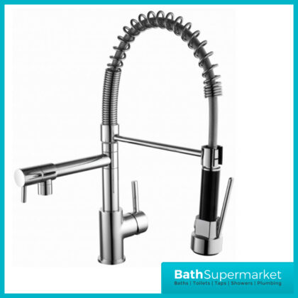 Kartell K-Vit Polished Chrome Dual Spout Pull Out Spray Kitchen Sink Mixer Tap