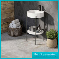 Mono Matt Black Framed Round Cloakroom Washstand Basin 450mm