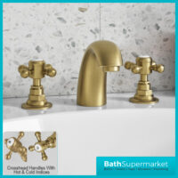 Russeldene & Marie Aged Brushed Brass 3 Hole Basin Mixer Tap