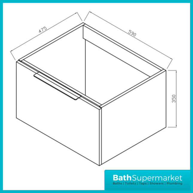 Caprio Blue Wall Hung Basin Cabinet Vanity Unit & Choice Of Brushed Brass Frame Shelf 600mm