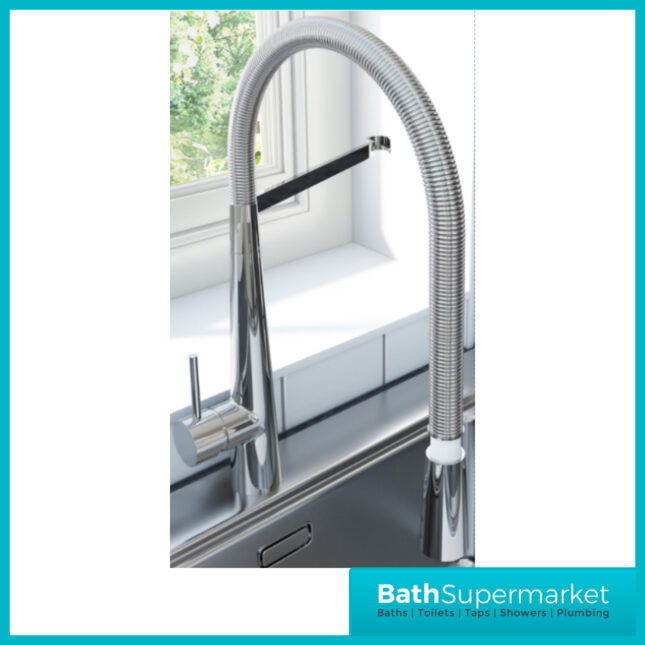 Exodus Chrome Swivel Spout Pull Down Mono Kitchen Sink Mixer Tap - Image 4